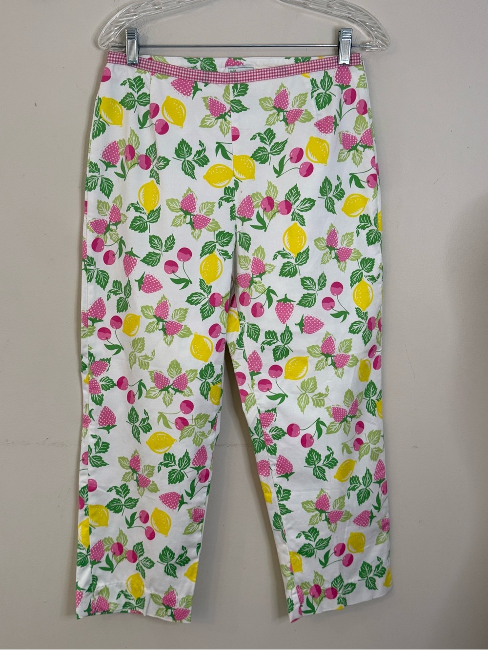 Bamboo Traders pants preppy strawberry cherry lemon fruit print SZ 6